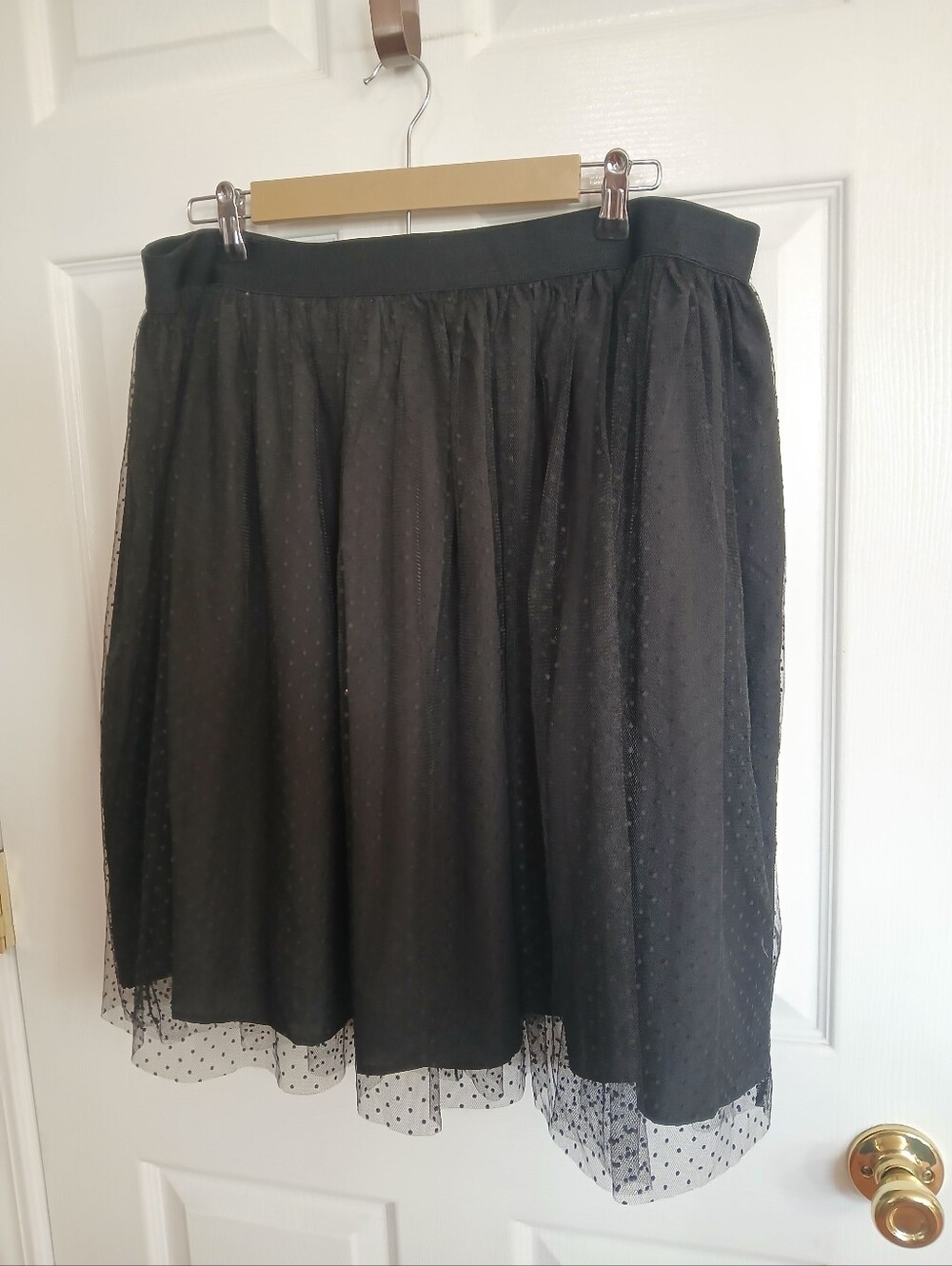 Forever 21 Black Dotted Mesh Skater Skirt Whimsigoth Festival Witchy Vamp Goth